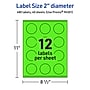 Avery Laser/Inkjet Multipurpose Circle Labels, 2" Dia., Neon Green, 480/Pack (94501)~#|#~FEE41B6D-1FAA-4558-895CEE7B31C94EEE_sc7
