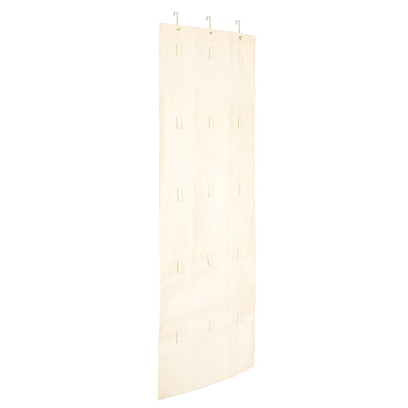 Household Essentials Over the Door Cotton Blend Cap and Hat Organizer with 15 Velcro Hangers, (HE1060) image 1
