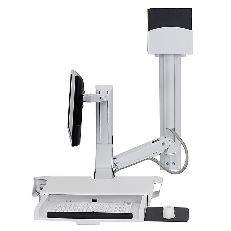 Ergotron StyleView Adjustable Keyboard & Monitor Mount Workstation, Up to 24" Monitor, White (45-594-216) image 1