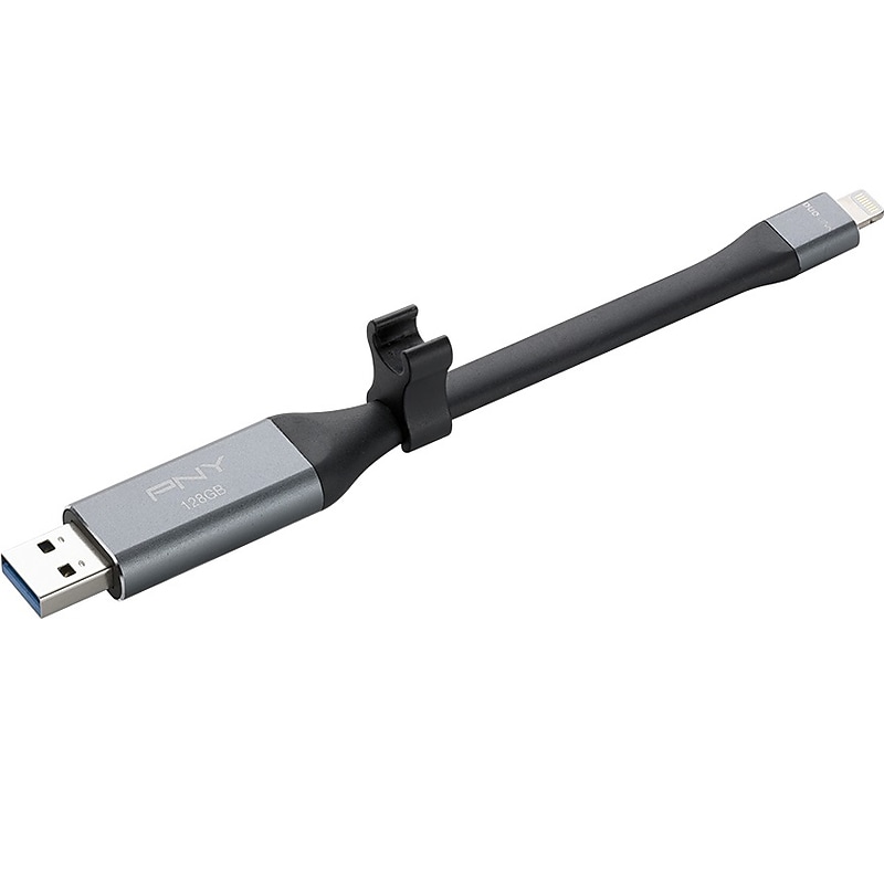 PNY DUO LINK Dual 128GB USB 3.0 Type A Flash Drive, Black/Silver (P-FDI128LA02GCR) image 1