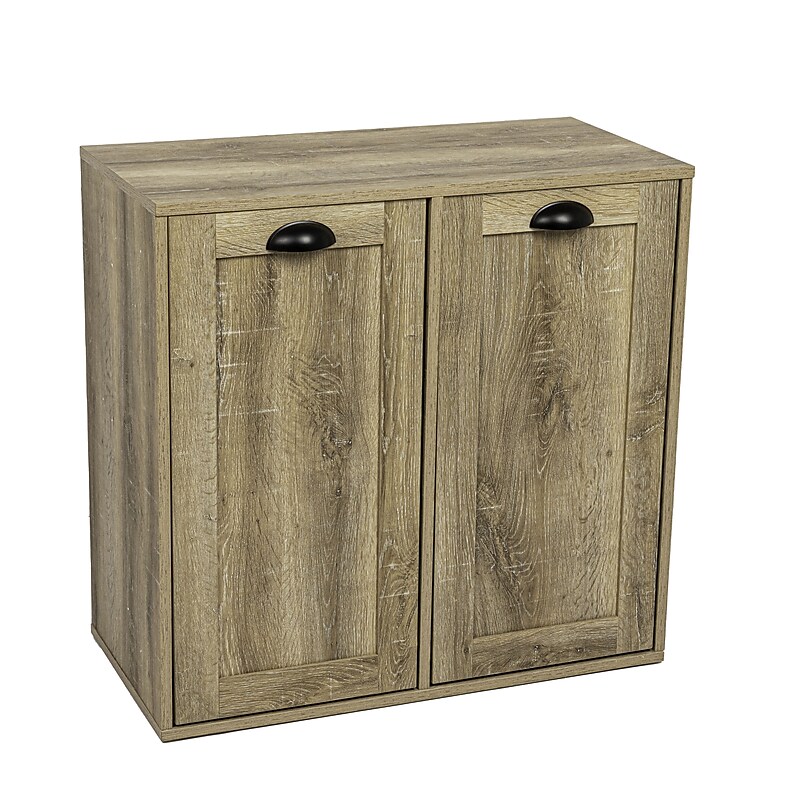 Household Essentials  2-Section Tilt-Out Laundry Sorter Cabinet, Ashwood (HE1038) image 1