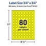 Avery Laser/Inkjet Square Multipurpose Labels, 0.75" x 0.75", Neon Yellow, 800/Pack (94102)~#|#~FF030636-6445-4F45-9A2073217A4945D9_sc7