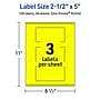 Avery Rectangle Laser/Inkjet Multipurpose Labels, 2.5" x 5", Neon Yellow (120/Box)~#|#~FF054946-CFBA-47E3-A62422BB727590B9_sc7