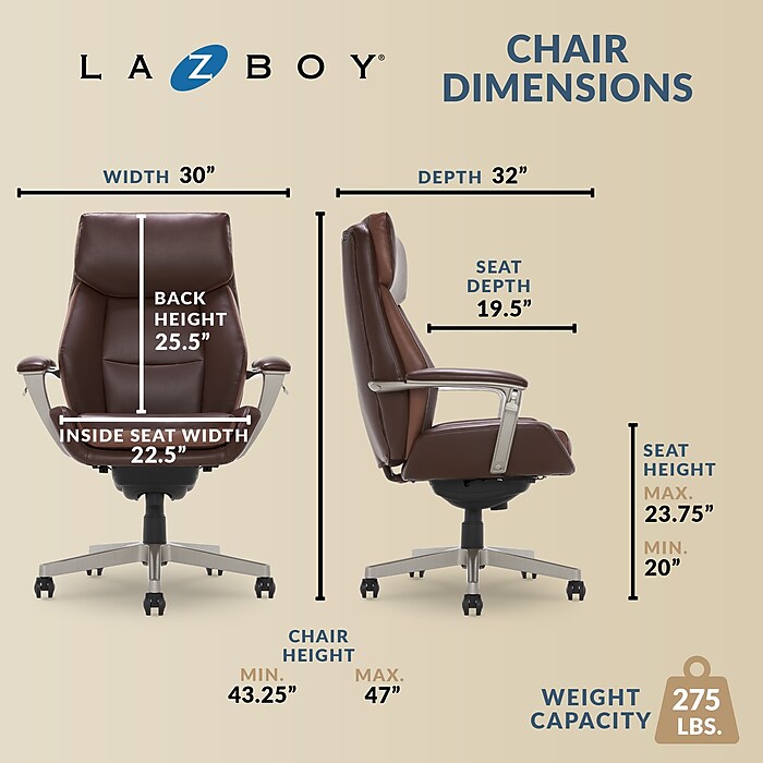 La-Z-Boy Alton Ergonomic Bonded Leather Swivel Executive Chair, Brown (51544-BRN) | Staples La-Z-Boy Alton Ergonomic Bonded Leather Swivel Executive Chair, Brown (51544-BRN) | Staples