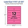 Avery Laser/Inkjet Rectangle Multipurpose Labels, 1.25" x 3.75", Bright Pink, 120/Pack (94228)~#|#~FF095D11-B924-44C9-AFCEF02A3CA4965B_sc7