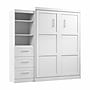 Bestar Pur Queen Murphy Bed with Shelving Unit and Drawers (90W), White (26869-17)~#|#~FF0FDF96-A979-406F-AF187F46AAE4D131_sc7