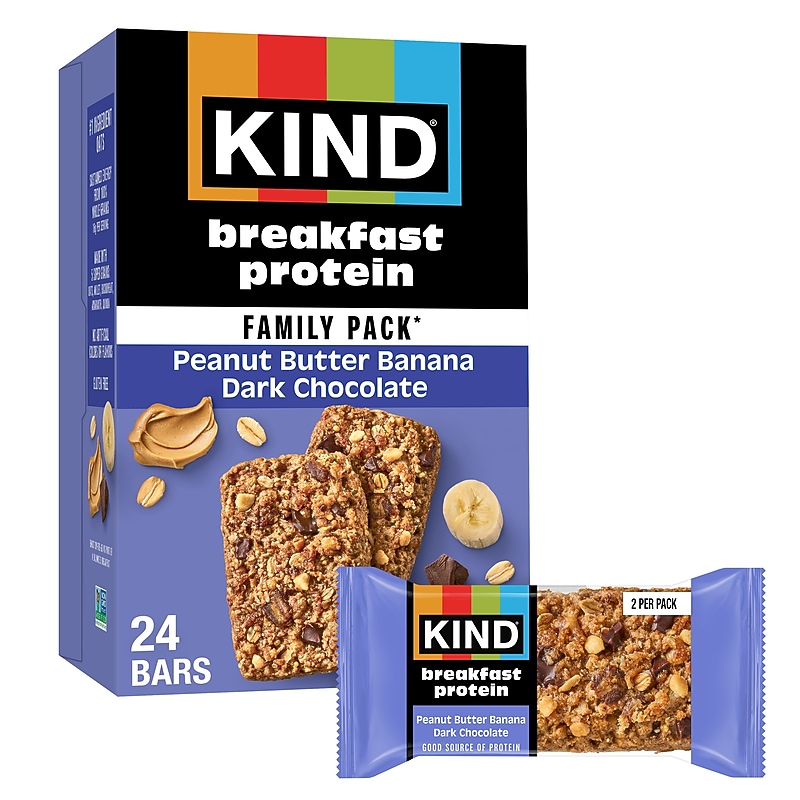 KIND Breakfast Gluten Free Peanut Butter Banana Dark Chocolate Protein Bar, 12 Bars/Box (67661) image 1