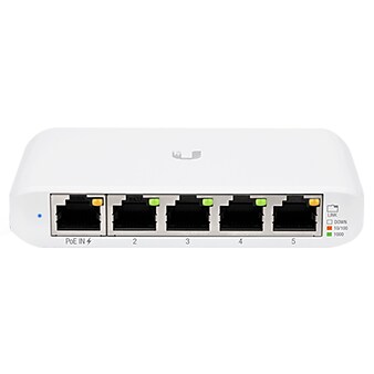 Ubiquiti UniFi Flex Mini 5-Port PoE Switch, 10Gbps, White, 5/Pack (USW-FLEX-MINI-5)