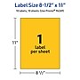 Avery Laser/Inkjet Rectangle Multipurpose Labels, 8.5" x 11", Bright Yellow, 10/Pack (94269)~#|#~FF1D7532-66BF-4D52-AF3559BBBF7DE935_sc7