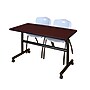 Regency Kobe 48" Flip Top Mobile Training Table- Mahogany & 2 'M' Stack Chairs- Grey~#|#~FF384154-E756-4807-84FF1BCD49A7CAC1_sc7