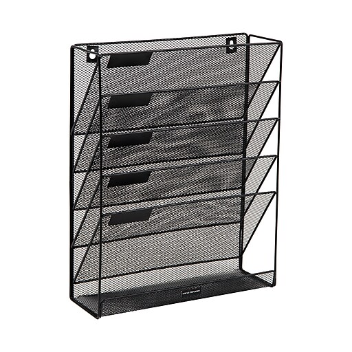 Mind Reader 5Pocket Metal Mesh Mountable Wall File, Letter Size, Black