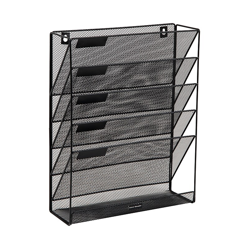 Mind Reader 5-Pocket Metal Mesh Mountable Wall File, Letter Size, Black (MAGSTACK-BLK) image 1
