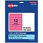 Avery Laser/Inkjet Rectangle Multipurpose Labels, 1.25" x 3.75", Bright Pink, 240/Pack (94228)~#|#~FF3D1209-2E3D-4A76-8CAA13BA2469B35C_sc7