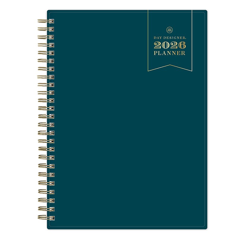 2026 Blue Sky Day Designer Peacock 5.875" x 8.625" Weekly & Monthly Personal Organizer, Plastic Cover, Blue (155641) image 1