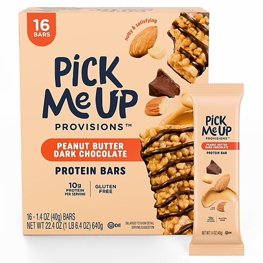 Pick Me Up Provisions™ Gluten Free Peanut Butter Dark Chocolate Protein Bar, 1.4 oz., 16 Bars/Box (PM63400)~#|#~FF488088-7AD6-4C49-BB92022725A05880_sc7