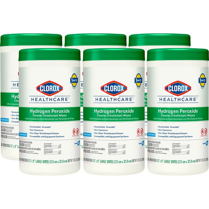 Clorox Healthcare Disinfecting Wipes, 95 Wipes/Canister, 6/Carton (30824) image 1
