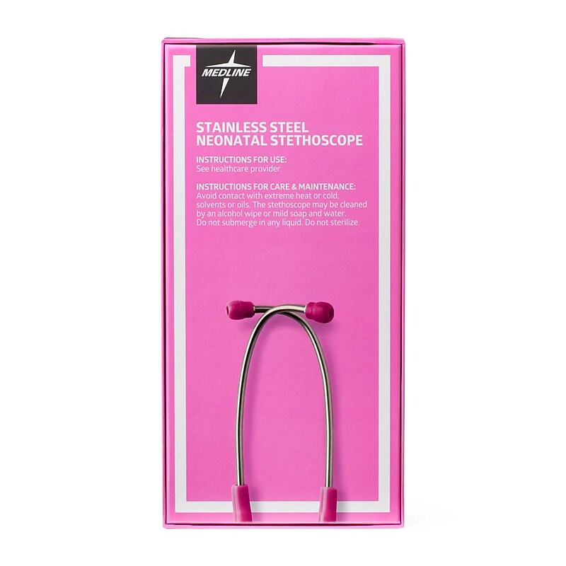 Medline Adult Stainless Steel Neonatal Stethoscope, Pink (MDS92160) image 1