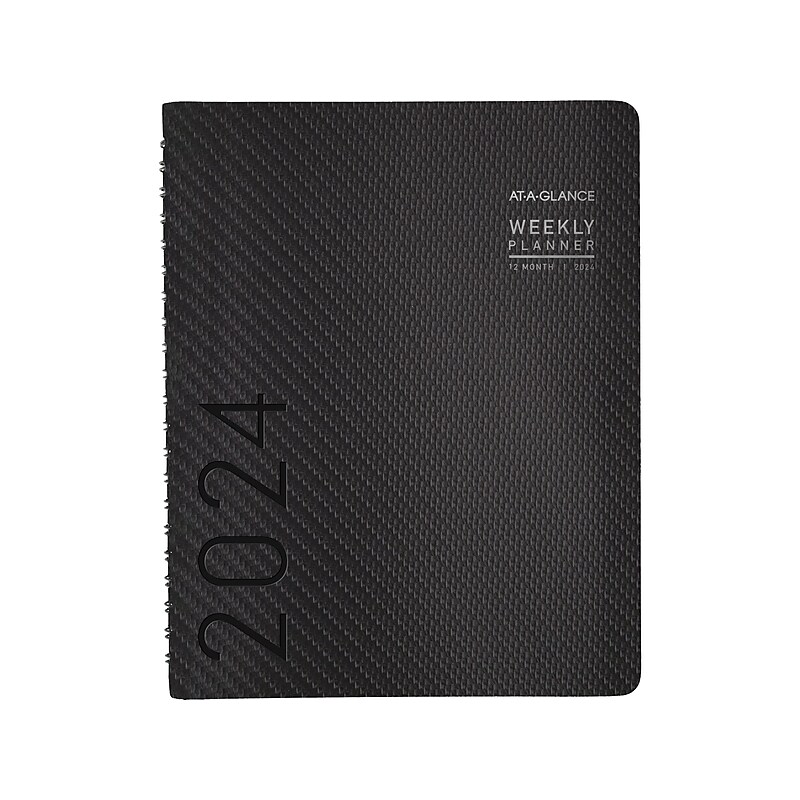 2024 AT-A-GLANCE Contemporary 8.25" x 11" Weekly & Monthly Planner, Faux Leather Cover, Charcoal (70-950X-45-24) image 1