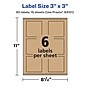Avery Laser/Inkjet Multipurpose Labels, 3" x ", Kraft Brown, 90/Pack (94101)~#|#~FF5E50EC-0139-4F05-BFDE3E71F83B9D4C_sc7