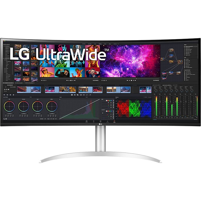 LG UltraWide 5K2K 39.7" Curved 72Hz LCD Monitor, Silver/Black (40BP95C-W) image 1