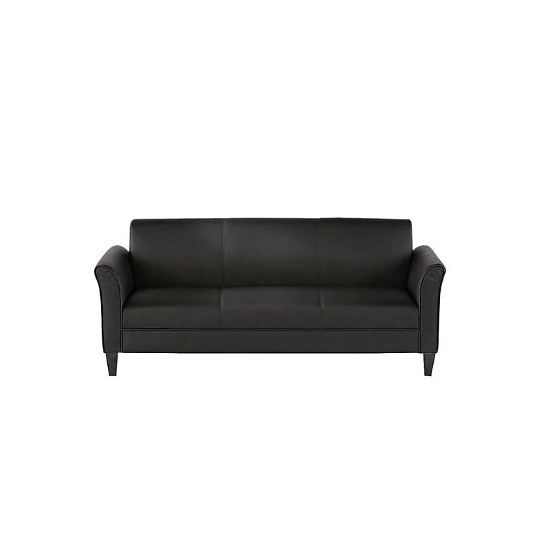 Alera Reception Lounge Series Leather Sofa with Wooden Feet, Black (ALERL21LS10B) image 1