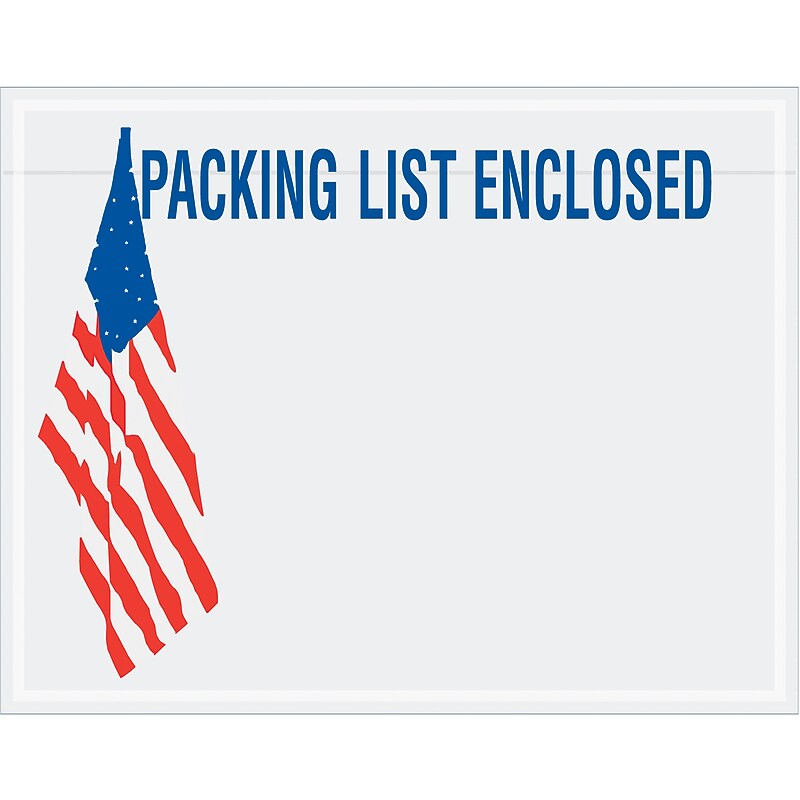 "Packing List Enclosed"Packing List Envelope, 5.5" x 7", Clear, 1000/Carton (PL468) image 1