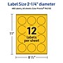 Avery Laser/Inkjet Round Multipurpose Labels, 2.25" Dia., Bright Yellow, 480/Pack (94510)~#|#~FF6CA2A3-2C7F-4830-B8D3C31296613AC7_sc7