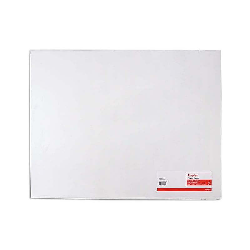 Staples Premium Poster Board, 22" x 28", White, 5/Pack (28128) image 1