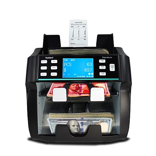 Kolibri Signature Bill Counter, 2 Compartments, Black (KBR2000) Staples