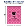 Avery Laser/Inkjet Round Multipurpose Labels, 0.75" Dia., Bright Pink, 6400/Box (94504)~#|#~FF768081-A2F2-4969-9CBC6F2D465C766A_sc7