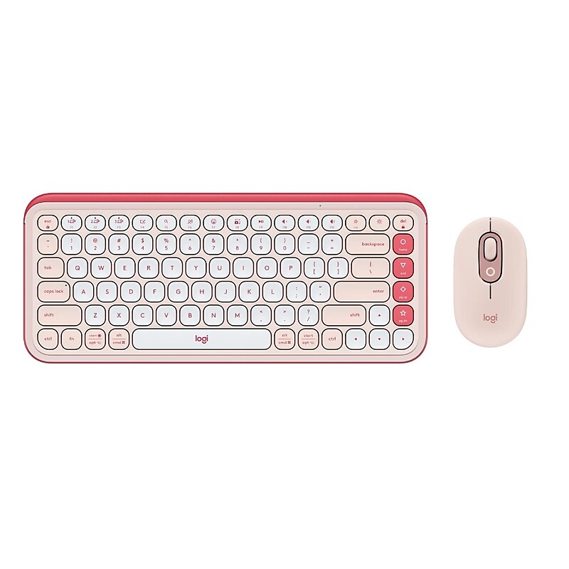 Logitech POP Icon Wireless Keyboard and Optical Mouse Combo, Rose and Off-White (920-013105) image 1