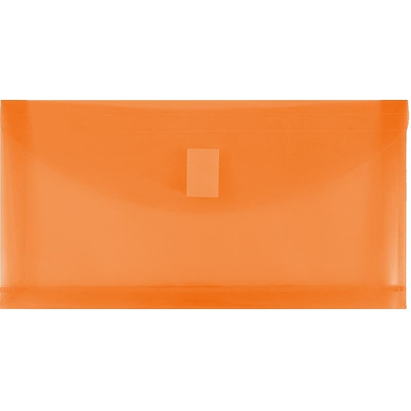 JAM Paper Premium Plastic Filing Envelope with Hook & Loop Closure, 5 1/4" x 10", Orange, 3/Pack (921V1ORX3) image 1