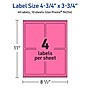 Avery Laser/Inkjet Rectangle Multipurpose Labels, 4.75" x 3.75", Bright Pink, 40/Pack (94254)~#|#~FF9C8B44-405D-4C47-B953CACD9FFB8D9E_sc7