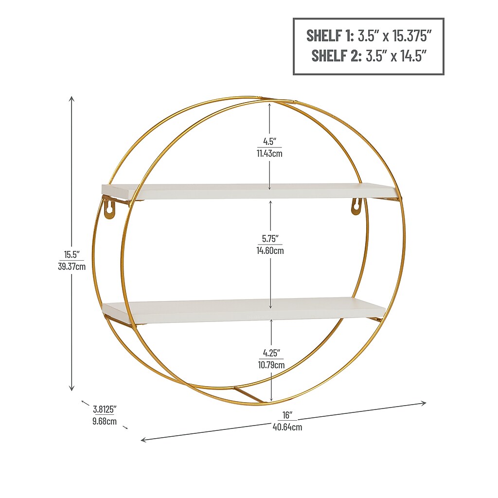 Shelf measurements schematic showing dimensions