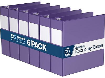 Davis Group Premium Economy 3" 3-Ring Non-View Binder, Purple, 6/Pack (2305-69-06)