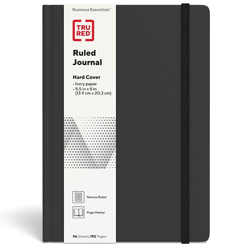 TRU RED™ Medium Hard Cover Ruled Journal, 5 1/2" x 8", Black (TR54769) image 1