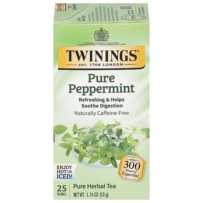 Twinings Pure Peppermint Caffine Free Herbal Tea Bags, 1.76 oz, 25