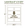 Avery EcoFriendly Laser/Inkjet Rectangle Multipurpose Labels, 2" x 3-3/4", White, 80/Pack (94240)~#|#~FFA8DBA9-D82A-41F3-B21482CDE0482D57_sc7