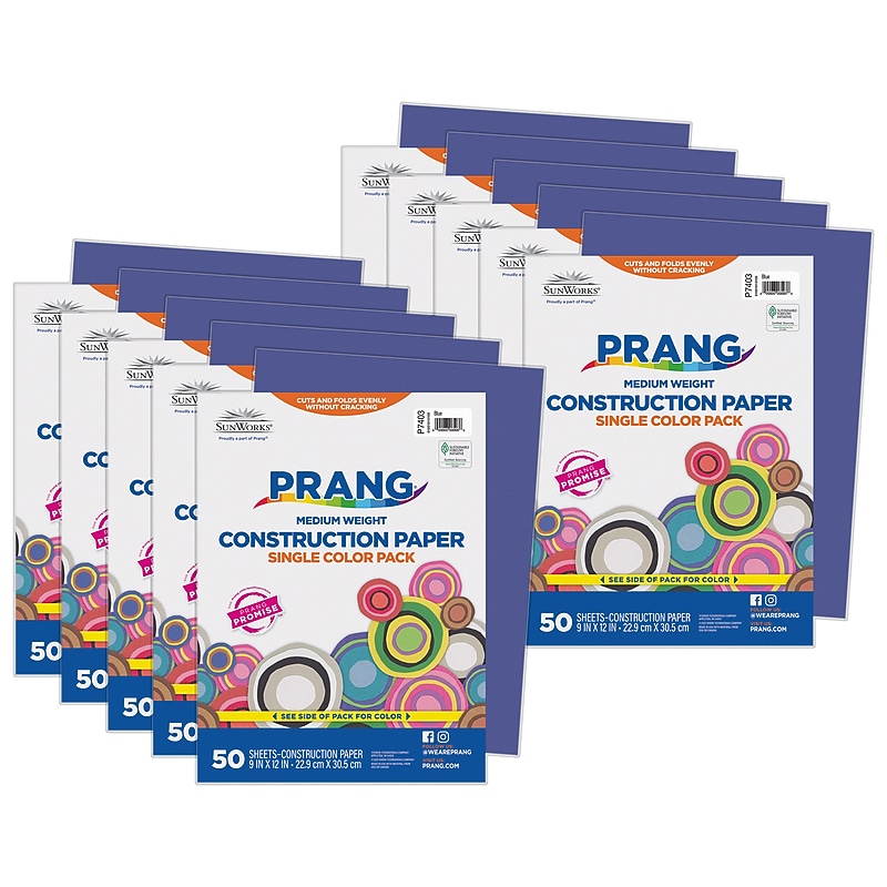 Prang 9" x 12" Construction Paper, Blue, 50 Sheets/Pack, 10 Packs/Bundle (PAC7403-10) image 1