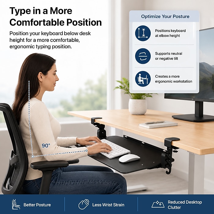 Uncaged Ergonomics KT4 Clamp-On Adjustable Under-Desk Keyboard