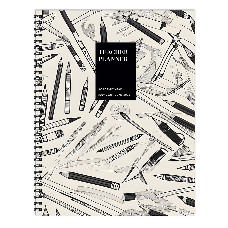 2025-2026 TF Publishing Vintage Ink and Lead 9" x 11" Academic Year Weekly & Monthly Planner, Paperboard Cover (AY26-9600) image 1