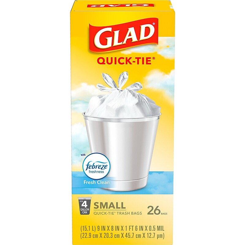 Glad OdorShield 4 Gallon Kitchen Trash Bags, Fresh Clean,  26/Box (78812) image 1