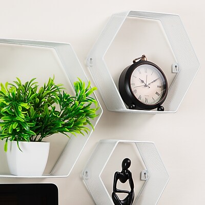 Mind Reader Metal Honeycomb Hexagon Floating Shelves - Thumbnail 2