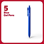 TRU RED™ Retractable Quick Dry Gel Pens, Fine Point, 0.5mm, Blue, 5/Pack (TR54487)~#|#~FFCD642E-3F1D-4E8F-9E7438C702FCCED3_sc7