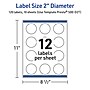 Avery Laser/Inkjet Circle Multipurpose Labels, 2" Dia., White, 120/Pack (S00-D2T)~#|#~FFCDC7B7-0F69-4107-939456DFE13B604C_sc7
