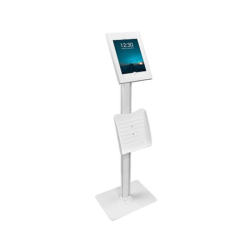 MountIt! Adjustable AntiTheft iPad Kiosk with Document Holder, White