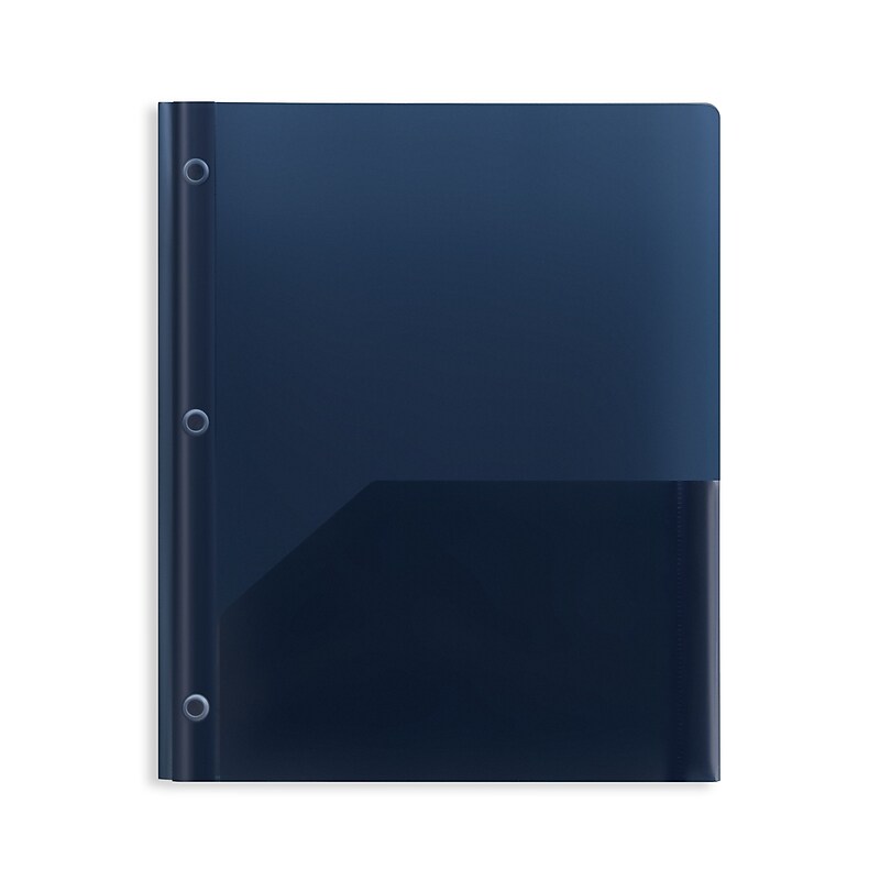 Staples 2-Pocket Plastic Presentation Folder with Fasteners, Navy (ST26389-CC) image 1