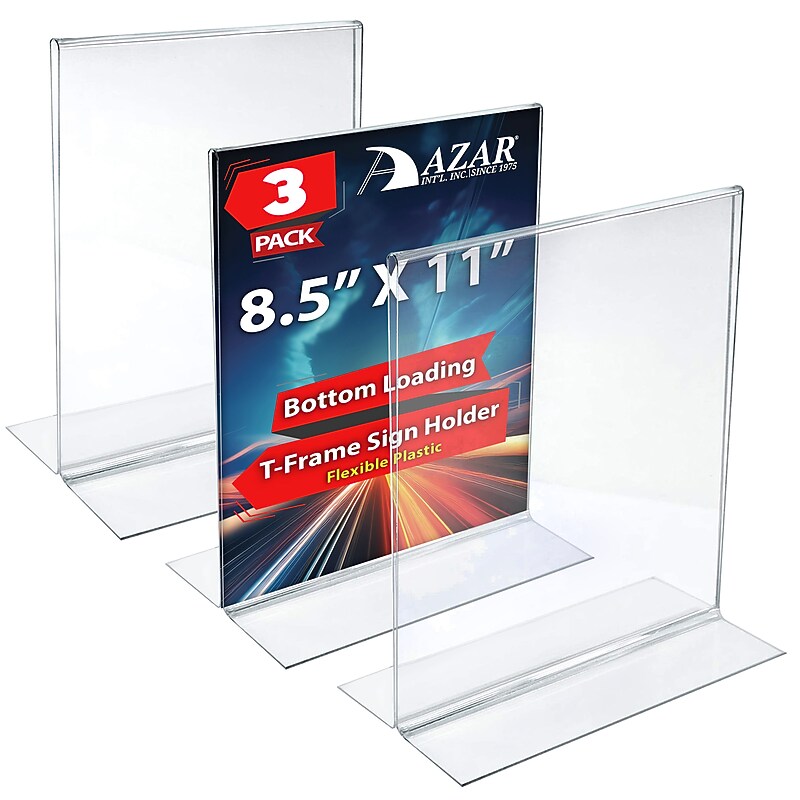 Azar Document Holder, Desktop/Countertop, Bottom Loading Plastic, 3/Pack (152430-3PK) image 1
