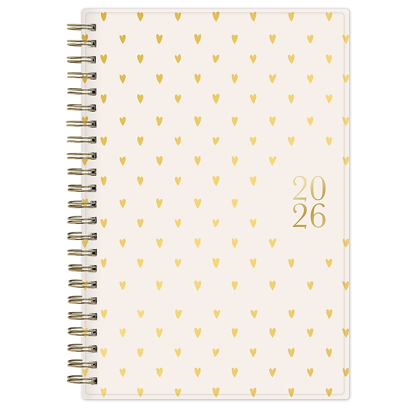 2026 Blue Sky Bespoke Letterpress Cream Hearts 5" x 8" Calendar Year Weekly & Monthly Planner, Plastic Cover (156228) image 1