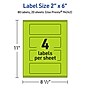 Avery Laser/Inkjet Multipurpose Rectangle Labels, 2" x 6", Bright Green, 80/Pack (94242)~#|#~FFE96BA7-AEE4-4E9C-A08D8D38C9D43C66_sc7